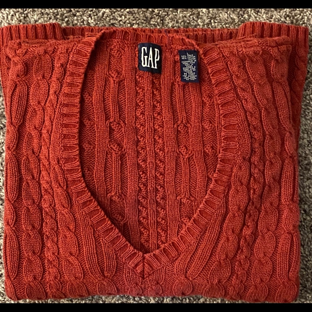 Red Cable Knit Oversized Sweater